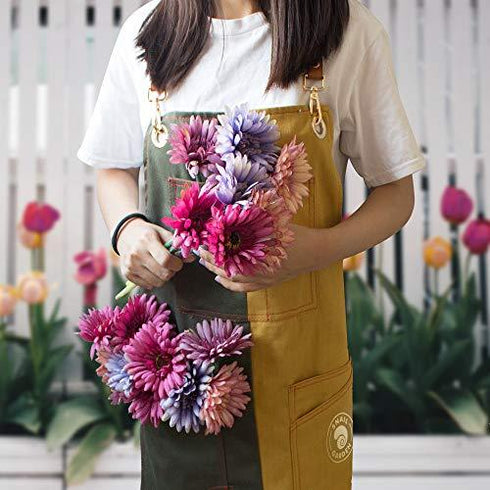4 Colors Silk Gerbera Artificial Daisies flowers with 1 Vase Kraft Paper Bag